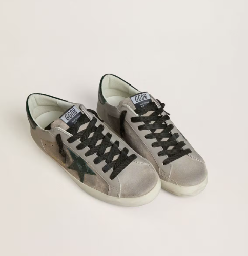 Cuero | Men's Super-Star in nappa and suede with green croc-print leather star