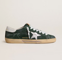 Golden Goose Men's Super-Star in green suede with silver metallic leather star and leather heel tab
