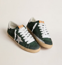Golden Goose Men's Super-Star in green suede with silver metallic leather star and leather heel tab
