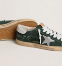Golden Goose Men's Super-Star in green suede with silver metallic leather star and leather heel tab