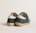 Golden Goose Men's Super-Star in green suede with silver metallic leather star and leather heel tab