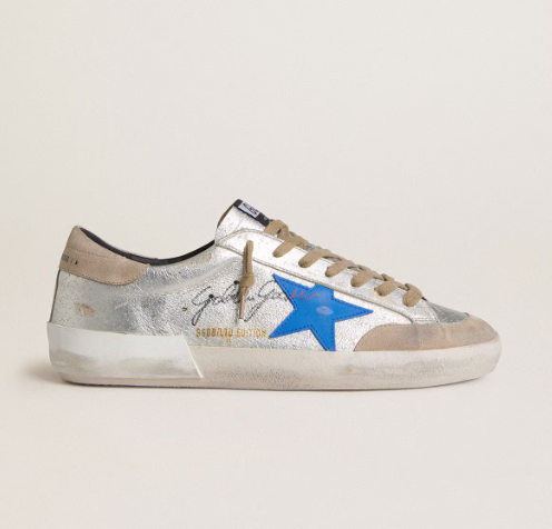 Cuero | Men's Super-Star LTD in silver metallic suede with leather star and suede heel tab
