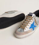 Golden Goose Men's Super-Star LTD in silver metallic suede with leather star and suede heel tab