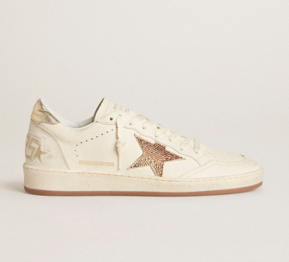 Cuero | Women’s Ball Star in white leather with crystal star and metallic heel tab