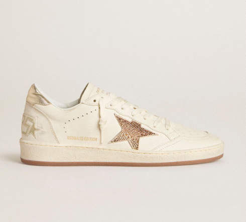 Cuero | Women’s Ball Star in white leather with crystal star and metallic heel tab