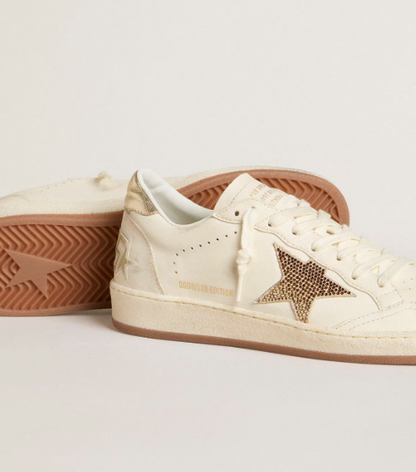 Cuero | Women’s Ball Star in white leather with crystal star and metallic heel tab