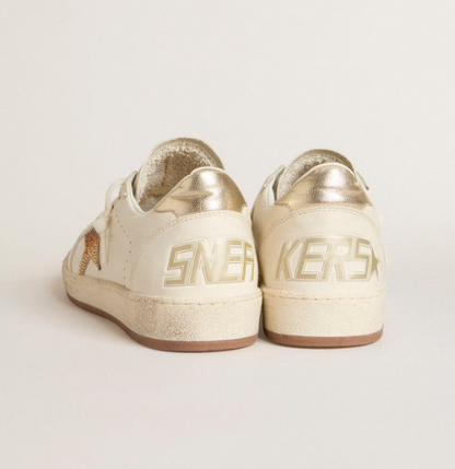 Cuero | Women’s Ball Star in white leather with crystal star and metallic heel tab