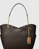 MICHAEL KORS JET SET TRAVEL LARGE X CHAIN MK SIGNATURE SHOULDER TOTE BAG