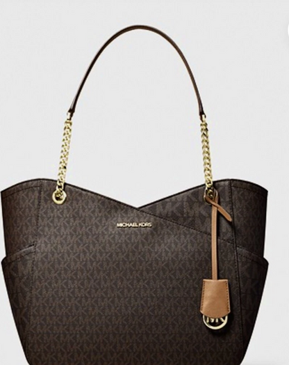 Cuero | JET SET TRAVEL LARGE X CHAIN MK SIGNATURE SHOULDER TOTE BAG