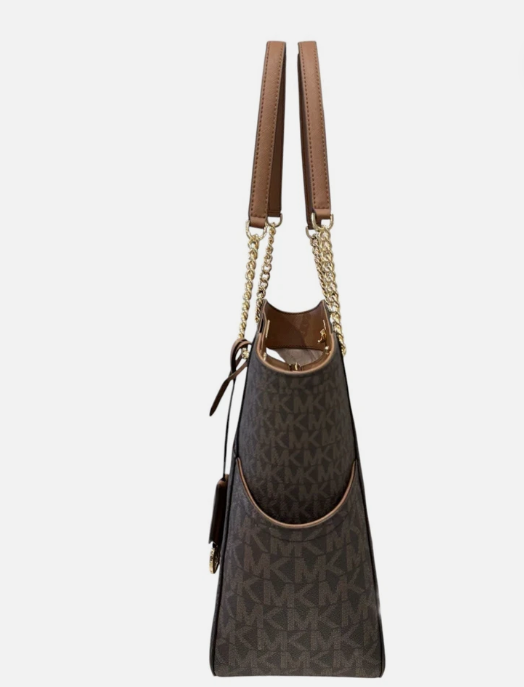 Cuero | JET SET TRAVEL LARGE X CHAIN MK SIGNATURE SHOULDER TOTE BAG
