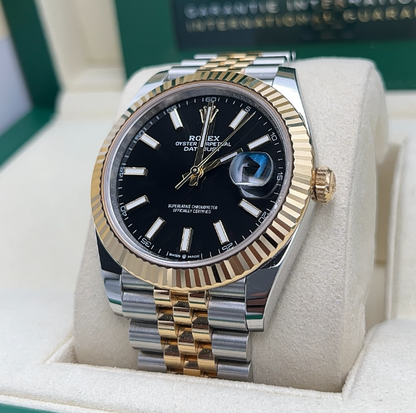 Cuero | Datejust 41 Yellow Gold Two tone Black Dial