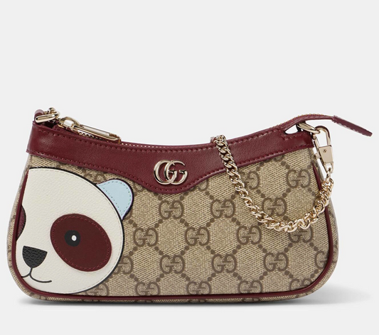 Cuero | Ophidia mini panda-appliqué shoulder bag