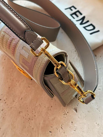 Cuero | Baguette Medium Canvas bag with multicolour FF embroidery