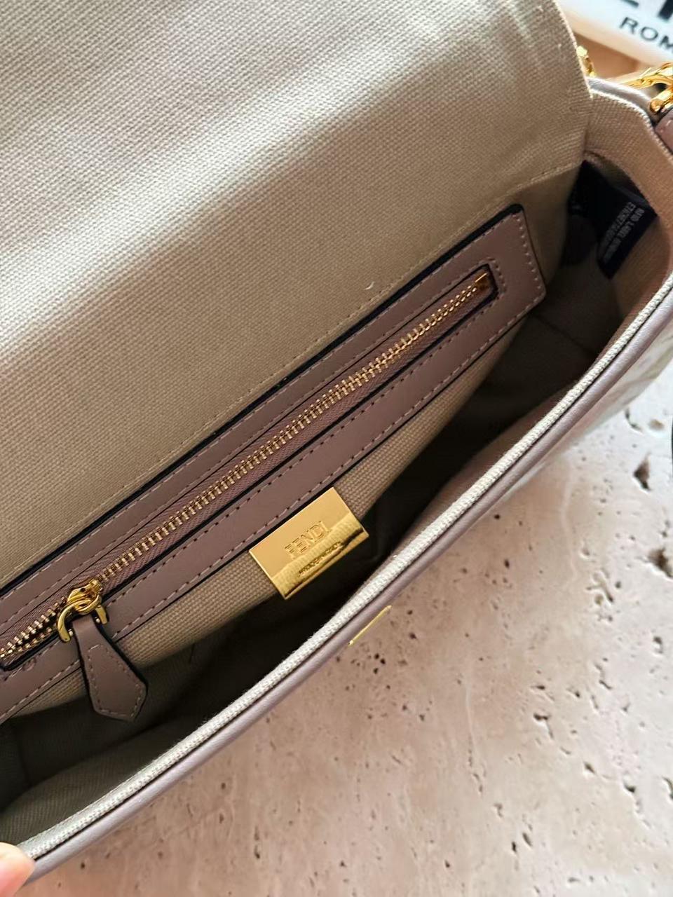Cuero | Baguette Medium Canvas bag with multicolour FF embroidery