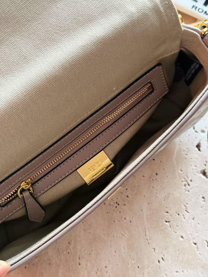 Cuero | Baguette Medium Canvas bag with multicolour FF embroidery