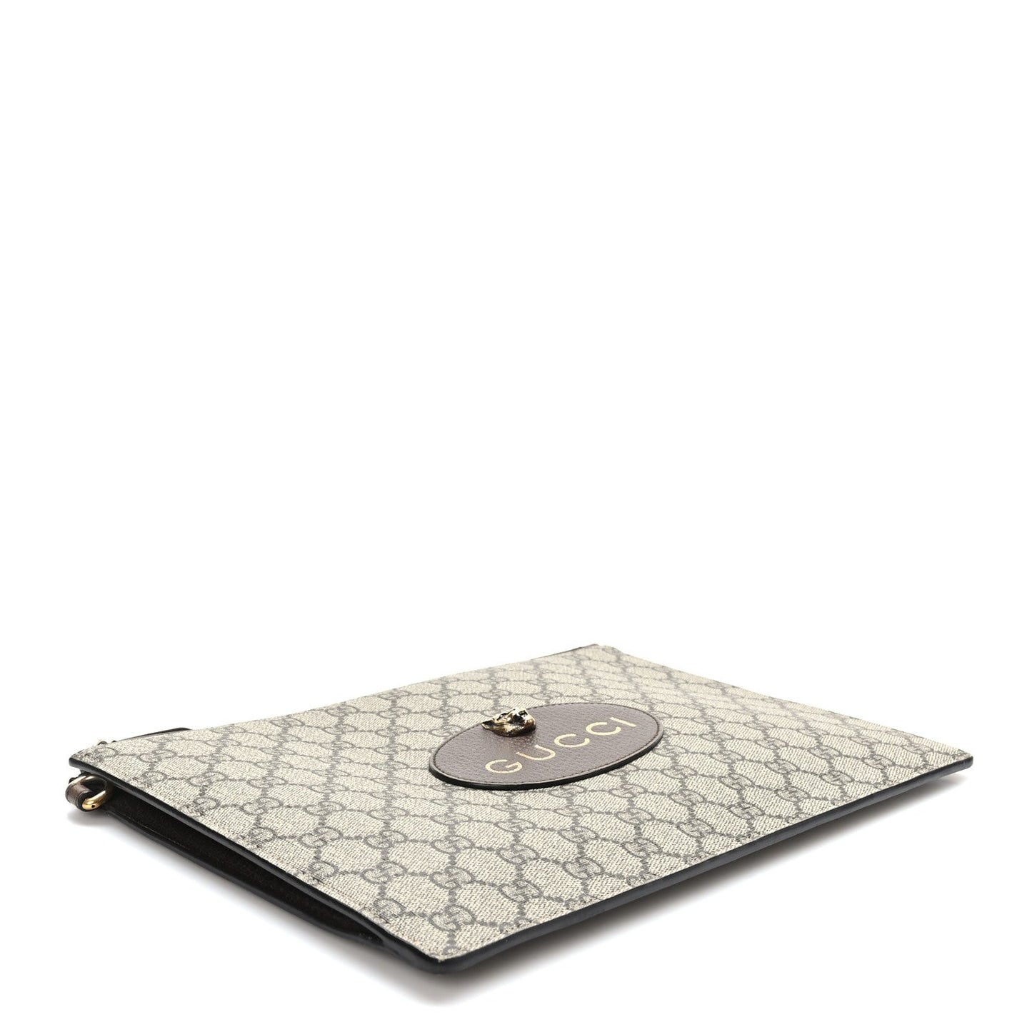 Cuero | GG Supreme Monogram Neo Vintage Zip Wristlet Pouch Beige New Acero Crop