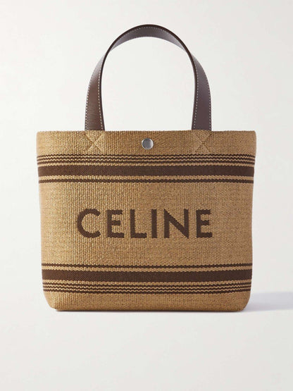 Cuero | Cabas Mini Leather-Trimmed Logo-Embroidered Raffia Tote Bag
