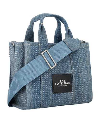 Cuero | The Small Denim Crystal Tote Bag