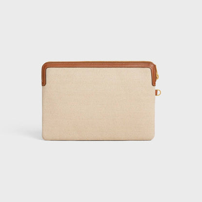 Cuero | SMALL POUCH WITH STRAP CUIR TRIOMPHE IN TEXTILE AND CALFSKIN