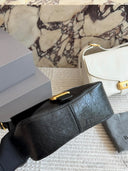 Balenciaga Soft Saddle Shoulder Bag – Black Cracked Leather with Gold Hardware