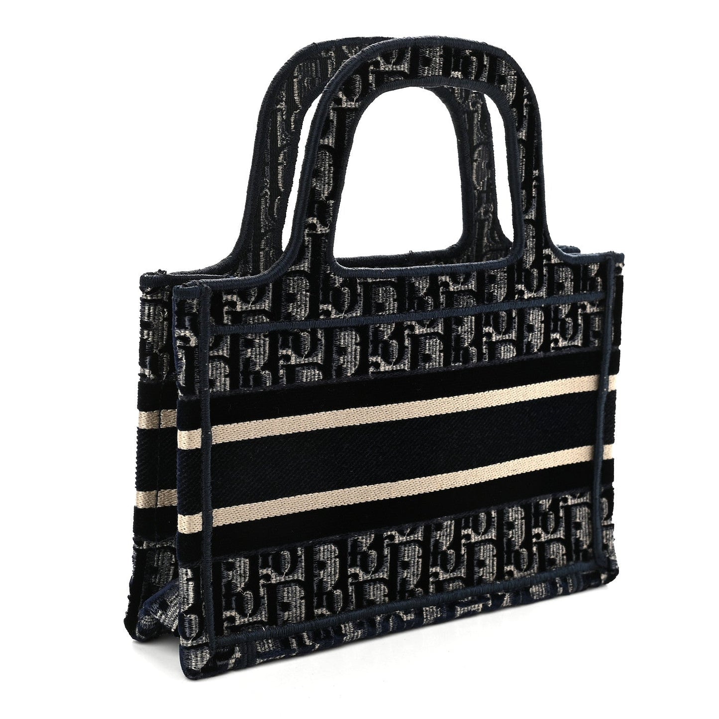 Cuero | Velvet Oblique Embroidered Mini Book Tote