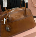 Miu Miu Behn Tote – Cognac Smooth Leather with Silver Hardware