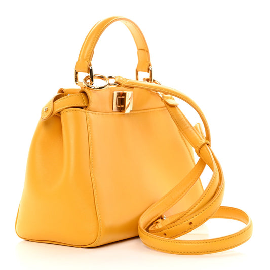 Cuero | Nappa Stacked Bar Mini Peekaboo Iconic Satchel Mimosa