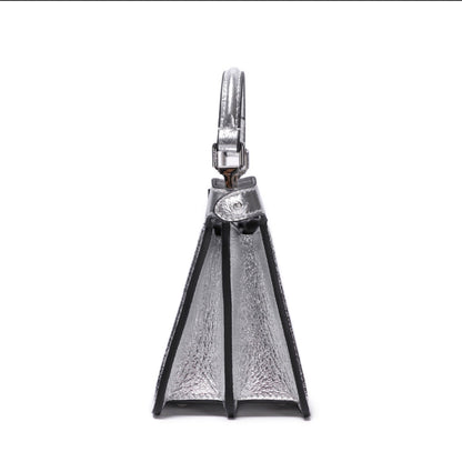 Cuero | Peekaboo Silver Leather Bag