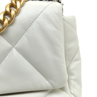 Cuero | Lambskin Quilted Medium 19 Flap White Bag