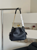 Tory Burch Perry Triple-Compartment Tote – Black Pebbled Leather with Gold Hardware