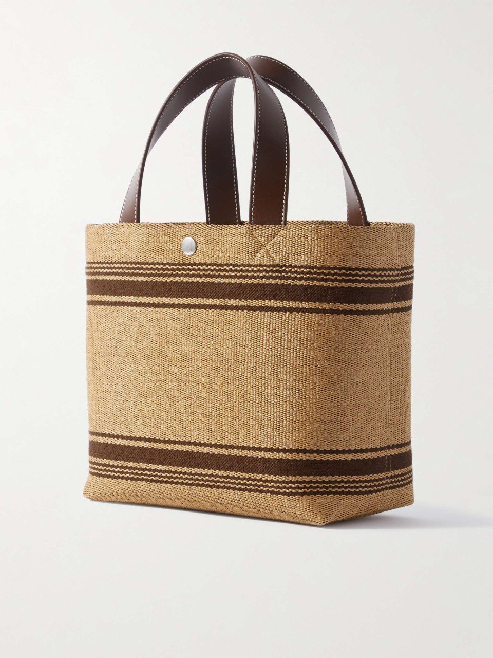 Cuero | Cabas Mini Leather-Trimmed Logo-Embroidered Raffia Tote Bag