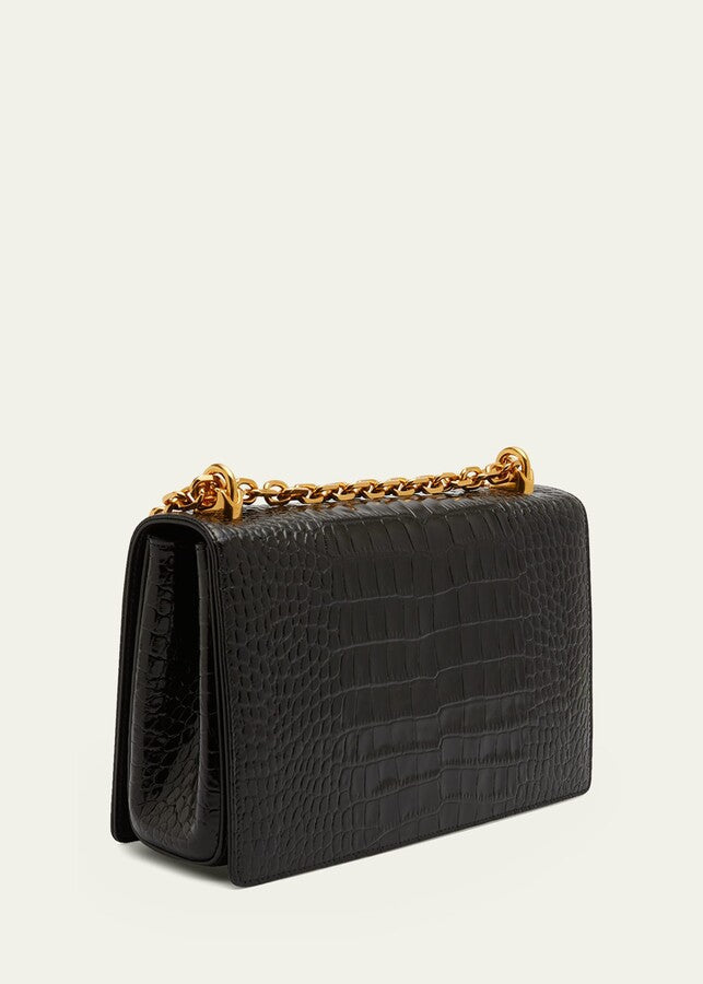 Cuero | Girl's Croc-Embossed Chain Crossbody Bag