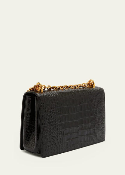 Cuero | Girl's Croc-Embossed Chain Crossbody Bag