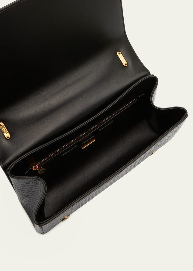 Cuero | Girl's Croc-Embossed Chain Crossbody Bag