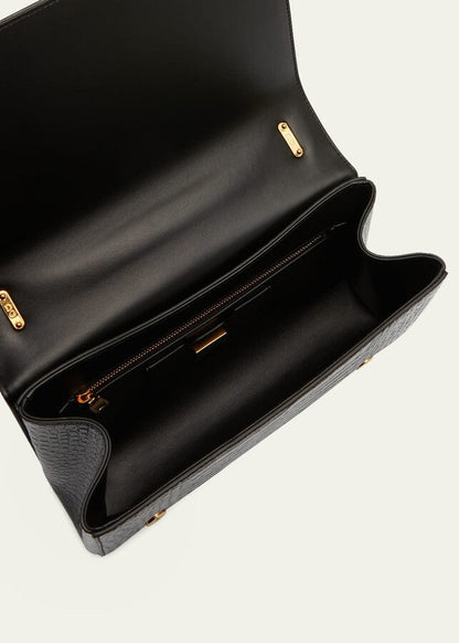 Cuero | Girl's Croc-Embossed Chain Crossbody Bag