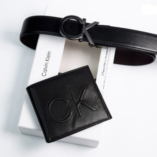 Cuero | Set Belt & Wallet For Men Leather Black CK