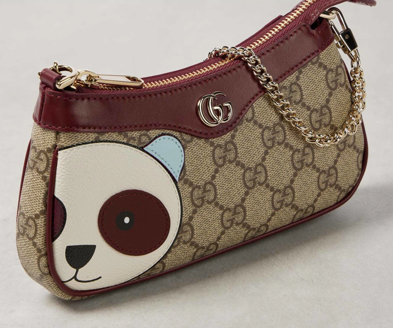 Cuero | Ophidia mini panda-appliqué shoulder bag