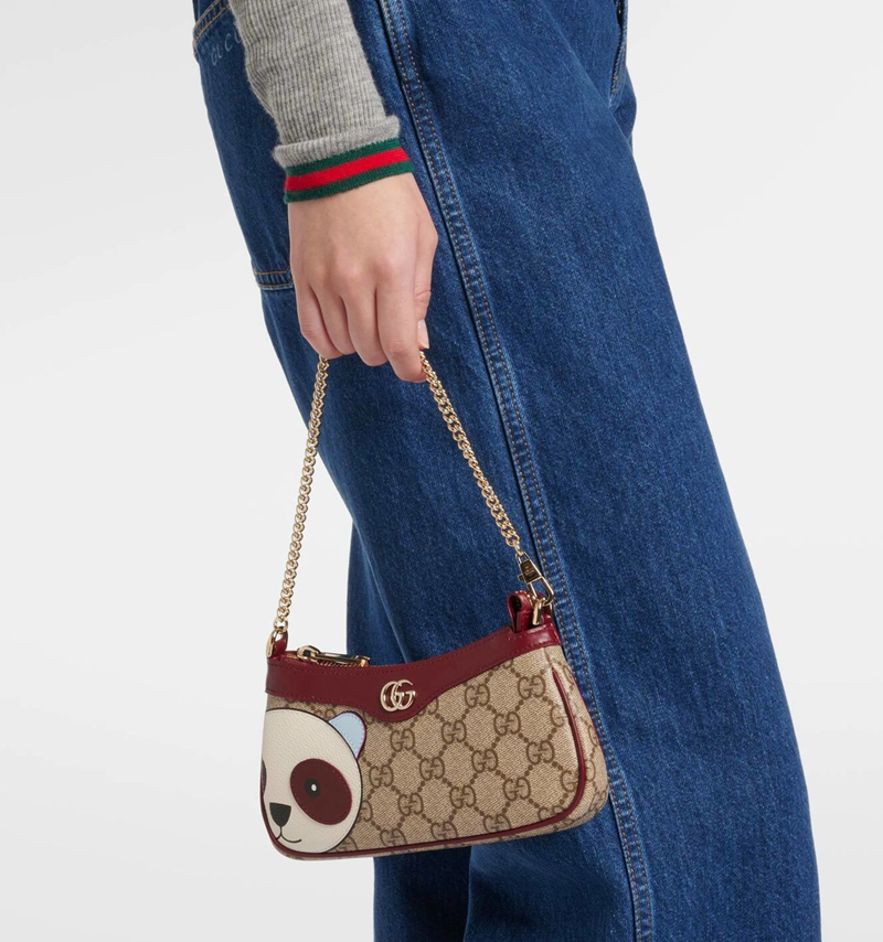 Cuero | Ophidia mini panda-appliqué shoulder bag