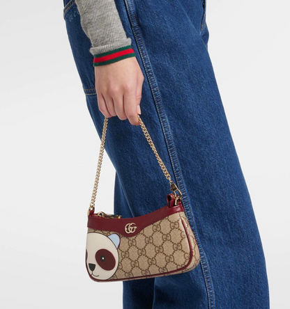 Cuero | Ophidia mini panda-appliqué shoulder bag
