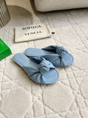 Bottega Veneta Lido Flat Mules – Baby Blue Leather