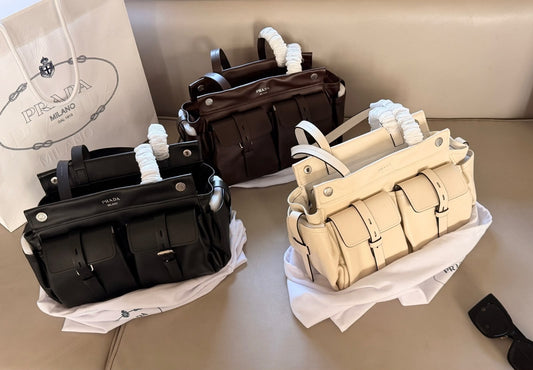 Prada Multi-Pocket Leather Tote Bag