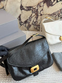 Balenciaga Soft Saddle Shoulder Bag – Black Cracked Leather with Gold Hardware
