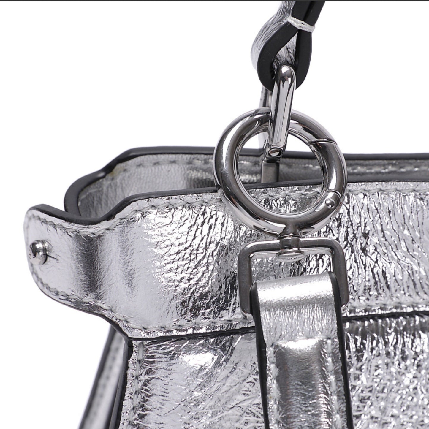 Cuero | Peekaboo Silver Leather Bag