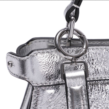Cuero | Peekaboo Silver Leather Bag