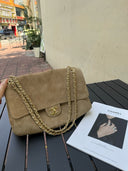 Chanel Classic Flap Shoulder Bag – Beige Suede with Gold Hardware