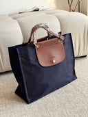 Longchamp Le Pliage Original Tote – Navy with Cognac Leather