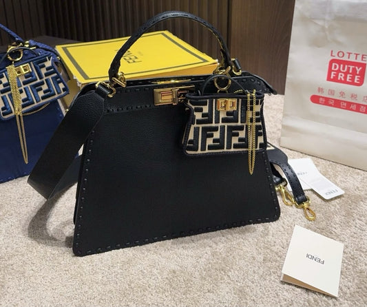 Fendi Peekaboo ISeeU Mini – Black Leather with FF Charm