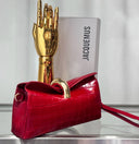 Jacquemus La Poupie Clutch – Red Crocodile Embossed Leather with Gold Hardware