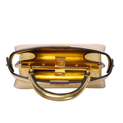 Cuero | Peekaboo Gold Leather Bag