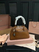 Miu Miu Behn Tote – Cognac Smooth Leather with Silver Hardware